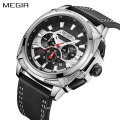 MEGIR 2128G wholesale  men's belt wrist  watches  waterproof design leather band quartz watches